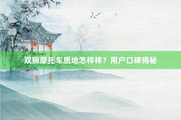 双狮摩托车质地怎样样？用户口碑揭秘